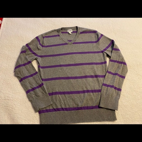 OLD NAVY men v-neck gray & purple striped sweater/size SP - Picture 1 of 4